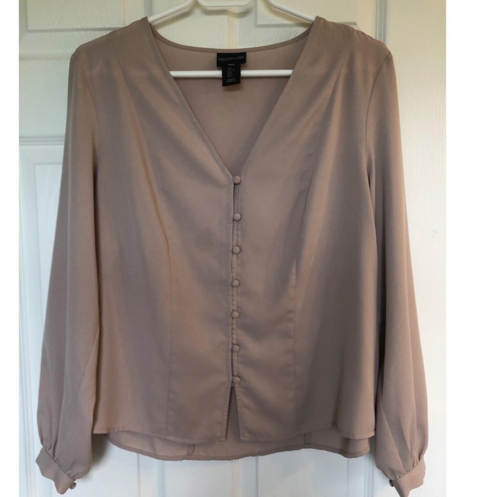 Rachel Zoe Beige Button-Down Blouse